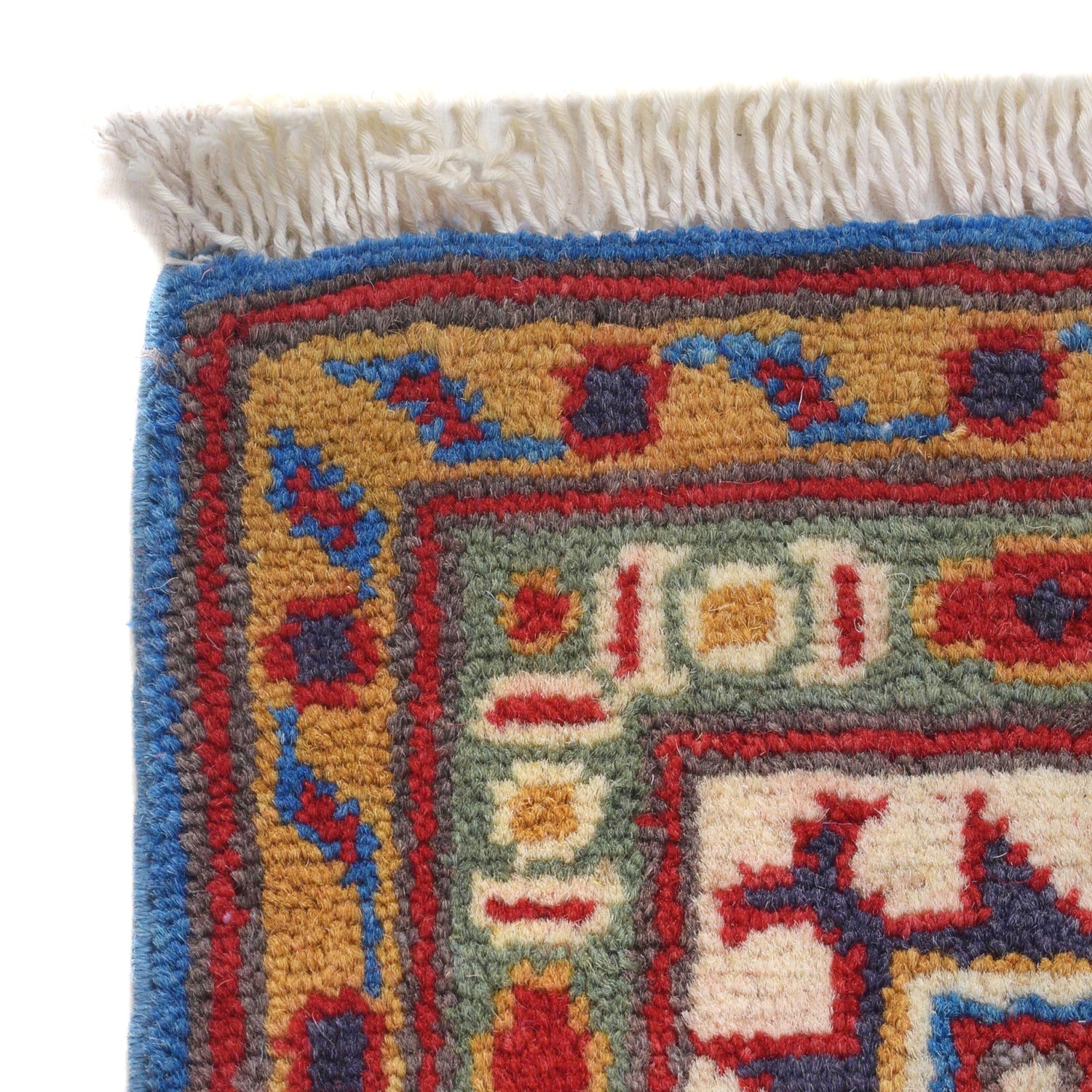 Kazak Rug Handmade Blue Medallion 4x7 ft