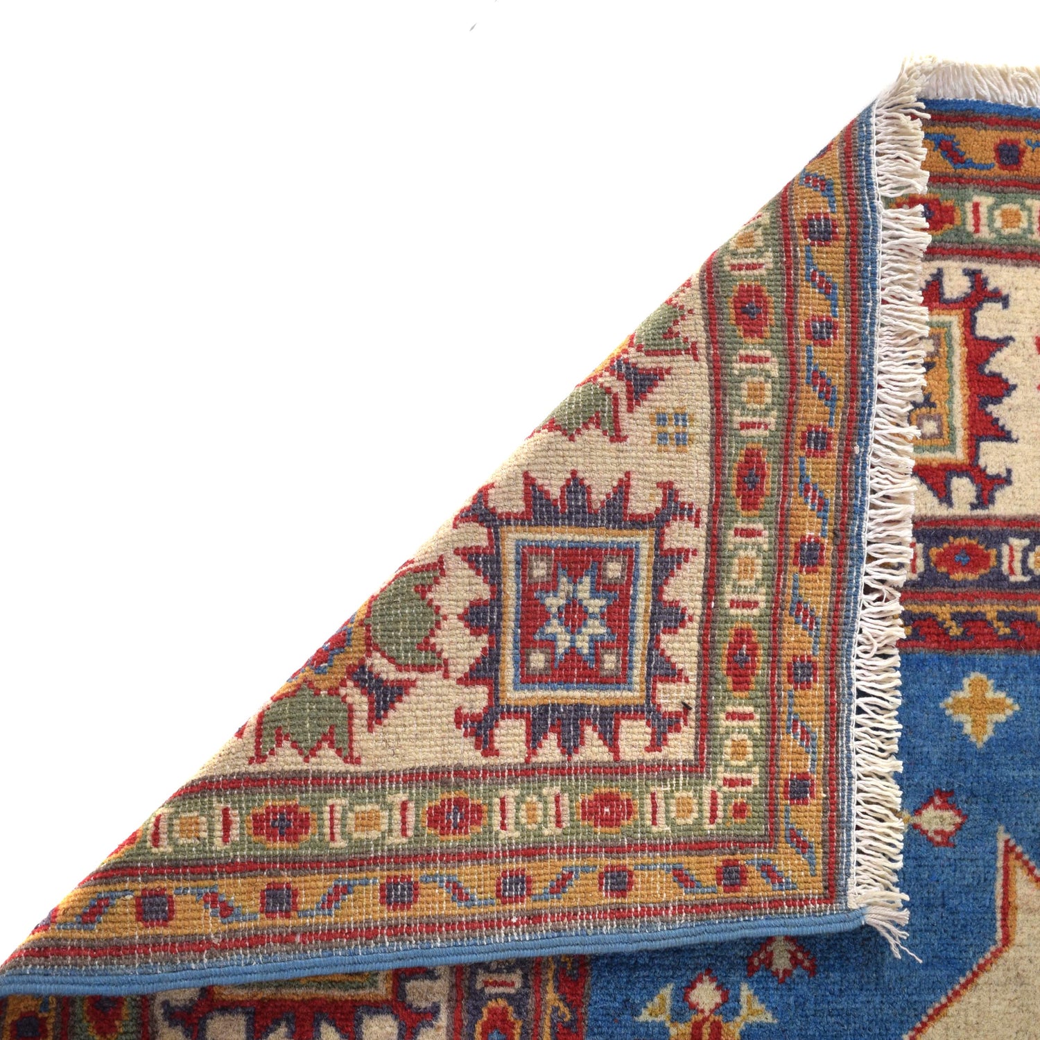Kazak Rug Handmade Blue Medallion 4x7 ft