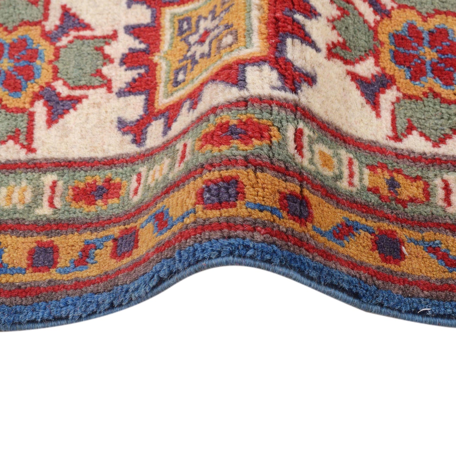 Kazak Rug Handmade Blue Medallion 4x7 ft
