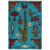 War Area Rug Handmade Blue Helicopter + Rifle 2 x 3 ft