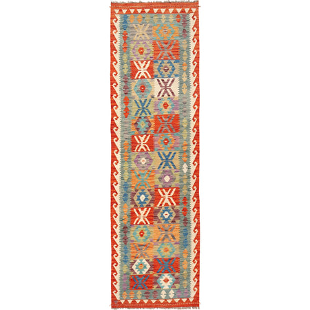 Handmade Multi Kilim Geometric 10' Runner