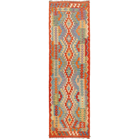 Handmade Multi Kilim Geometric 10' Runner