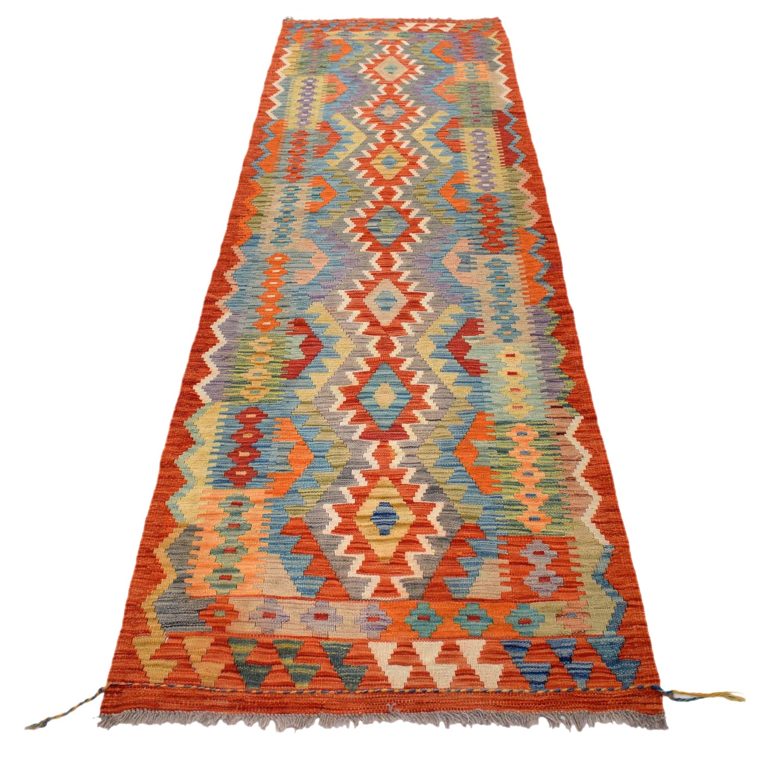 Handmade Multi Kilim Geometric 10' Runner
