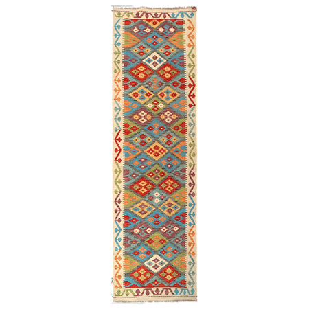 Handmade Multi Kilim Geometric 10' Runner