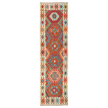Handmade Multi Kilim Geometric 10' Runner