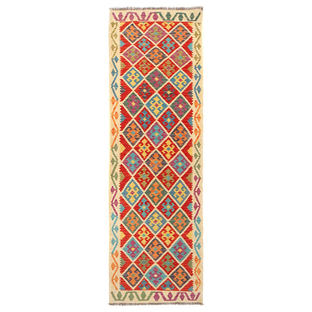 Handmade Multi Kilim Geometric 10' Runner