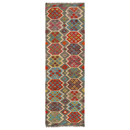 Handmade Multi Kilim Geometric 10' Runner