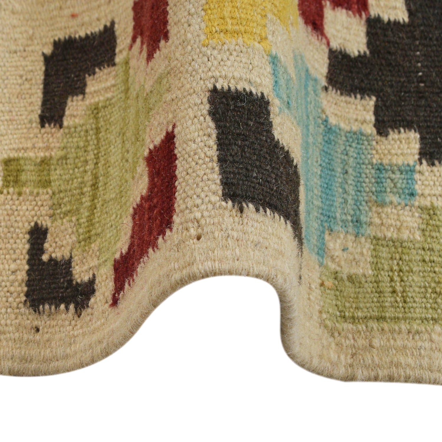 Hand-Knotted Multi Geometric Vegetable Kilim Area Rug – 4' 4" x 6' 3" ft (133 x 190 cm) | SKU: W31593