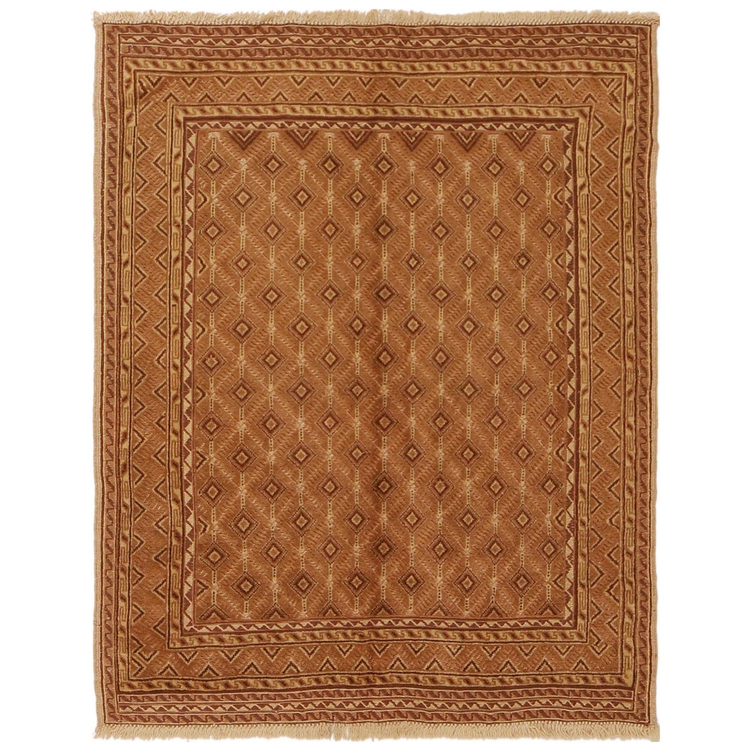 Nakhunak Kilim Area Rug Handmade Yellow Geometric 2x4 ft