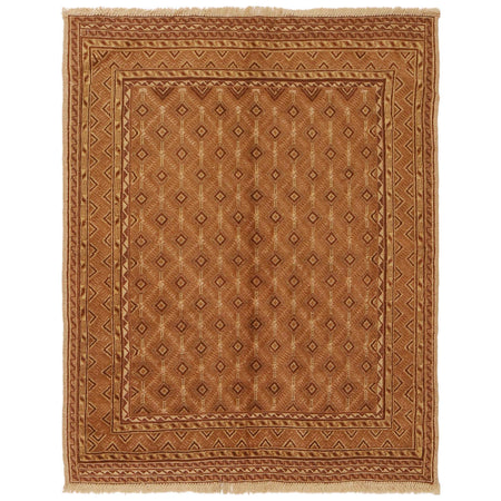 Nakhunak Kilim Area Rug Handmade Yellow Geometric 2x4 ft