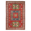 Kazak Rug Handmade Red Medallion 4x6 ft