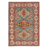 Kazak Rug Handmade Blue Medallion 4x6 ft