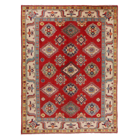 Kazak Rug Handmade Red Medallion 4x7 ft