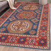 Kazak Rug Handmade Blue Medallion 4x6 ft