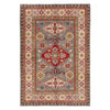 Kazak Rug Handmade Gray Medallion 4x6 ft