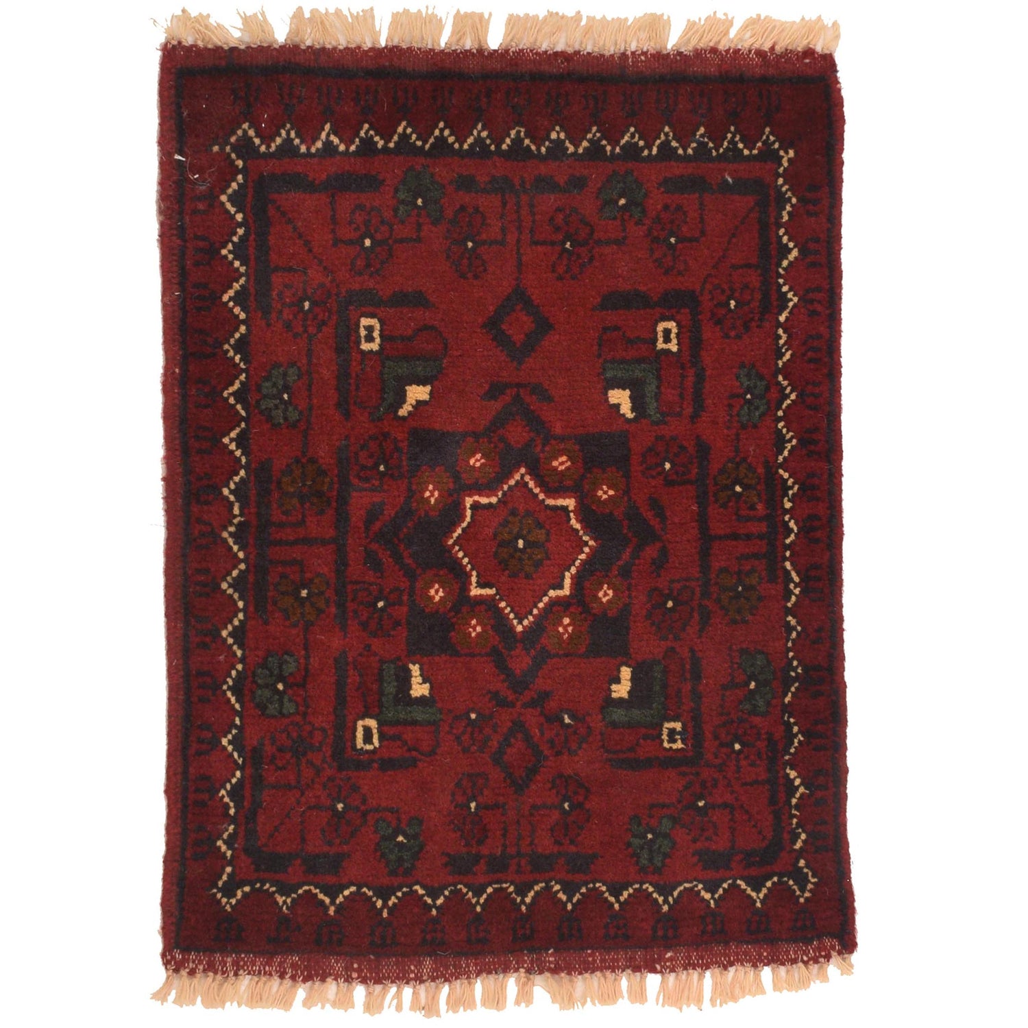 Handmade Wool Doormat Red Floral