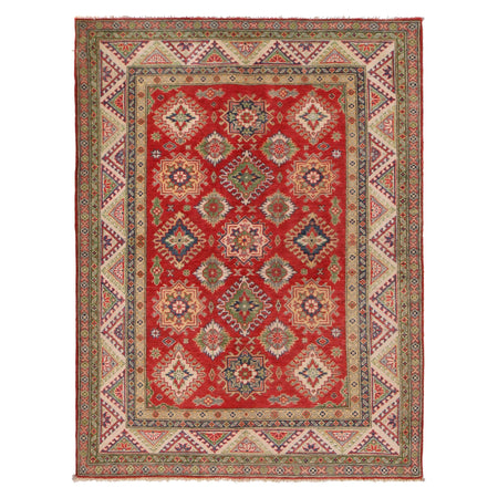 Kazak Rug Handmade Red Medallion 4x7 ft