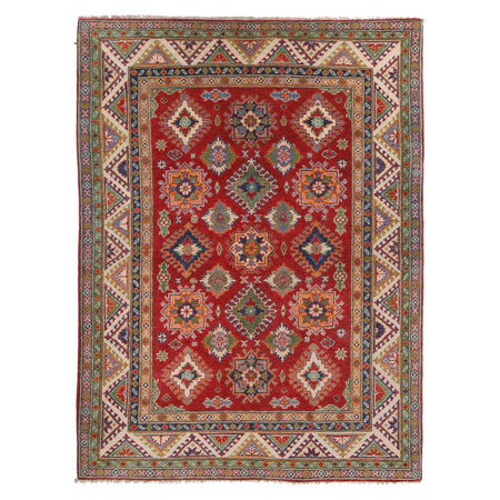 Kazak Rug Handmade Red Medallion 4x7 ft