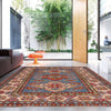 Kazak Rug Handmade Blue Medallion 4x7 ft