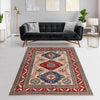 Kazak Rug Handmade Ivory Medallion 4x7 ft