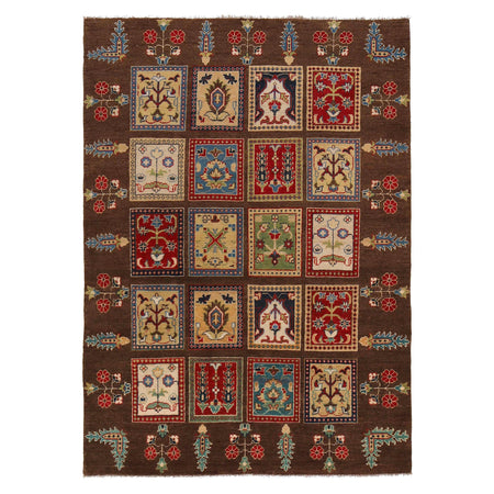 Bakhtiar Area Rug Handmade Brown Floral 4x7 ft