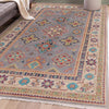Kazak Rug Handmade Gray Medallion 4x6 ft
