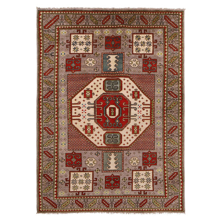 Mamluk Area Rug Handmade Gray Medallion 4x6 ft