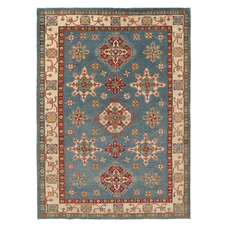 Kazak Rug Handmade Blue Medallion 7x10 ft