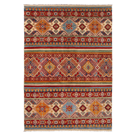 Khurjeen Area Rug Handmade Multi Curvilinear 4x6 ft