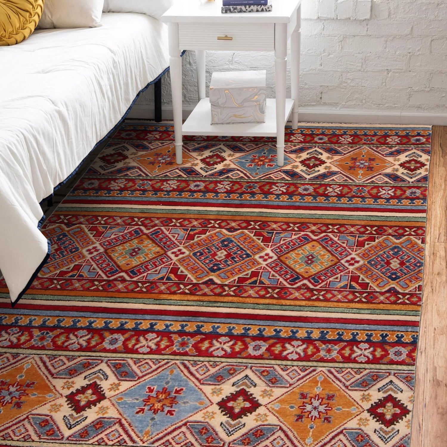 Khurjeen Area Rug Handmade Multi Curvilinear 4x6 ft