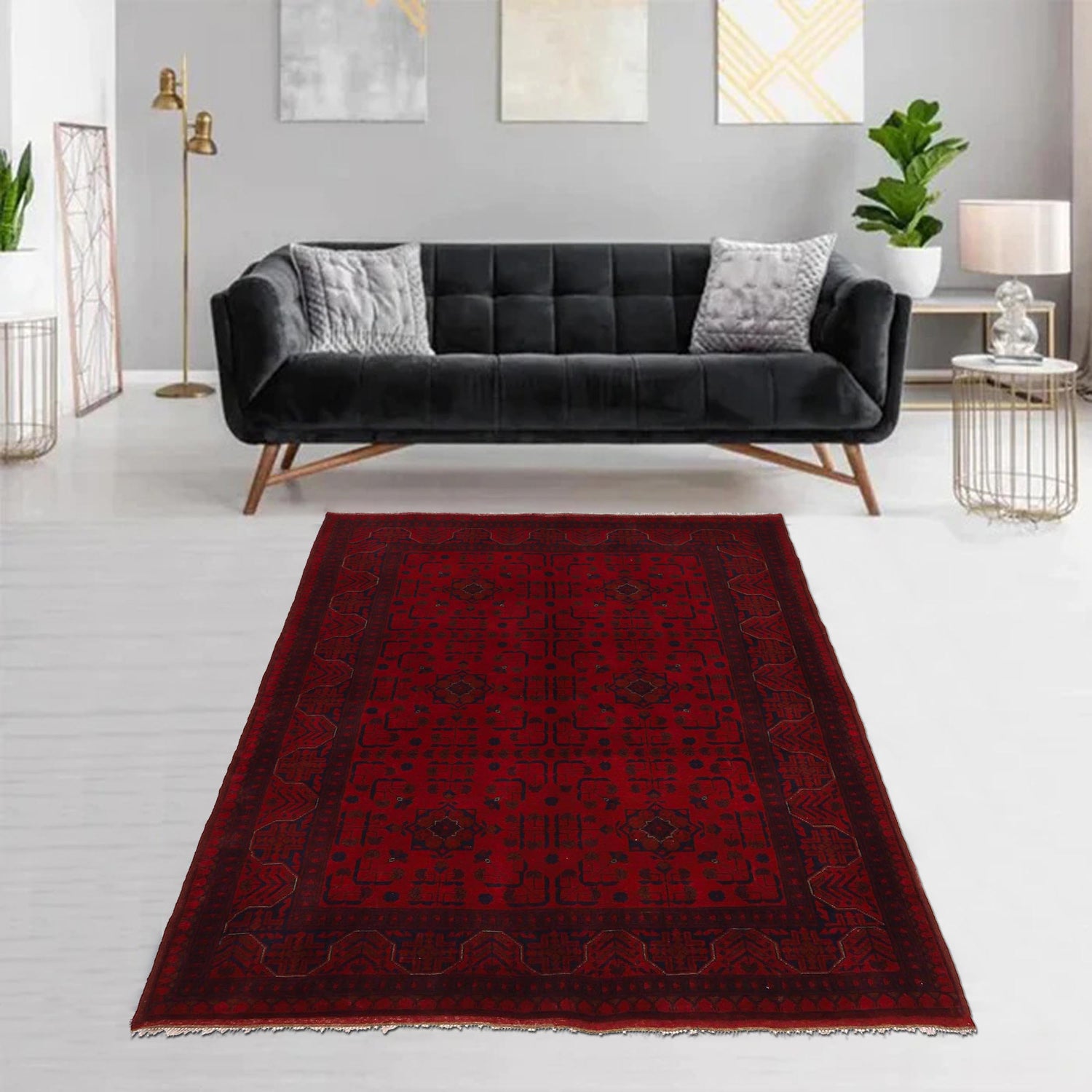 Khal Mohammadi Rug Handmade Red 4x7 ft