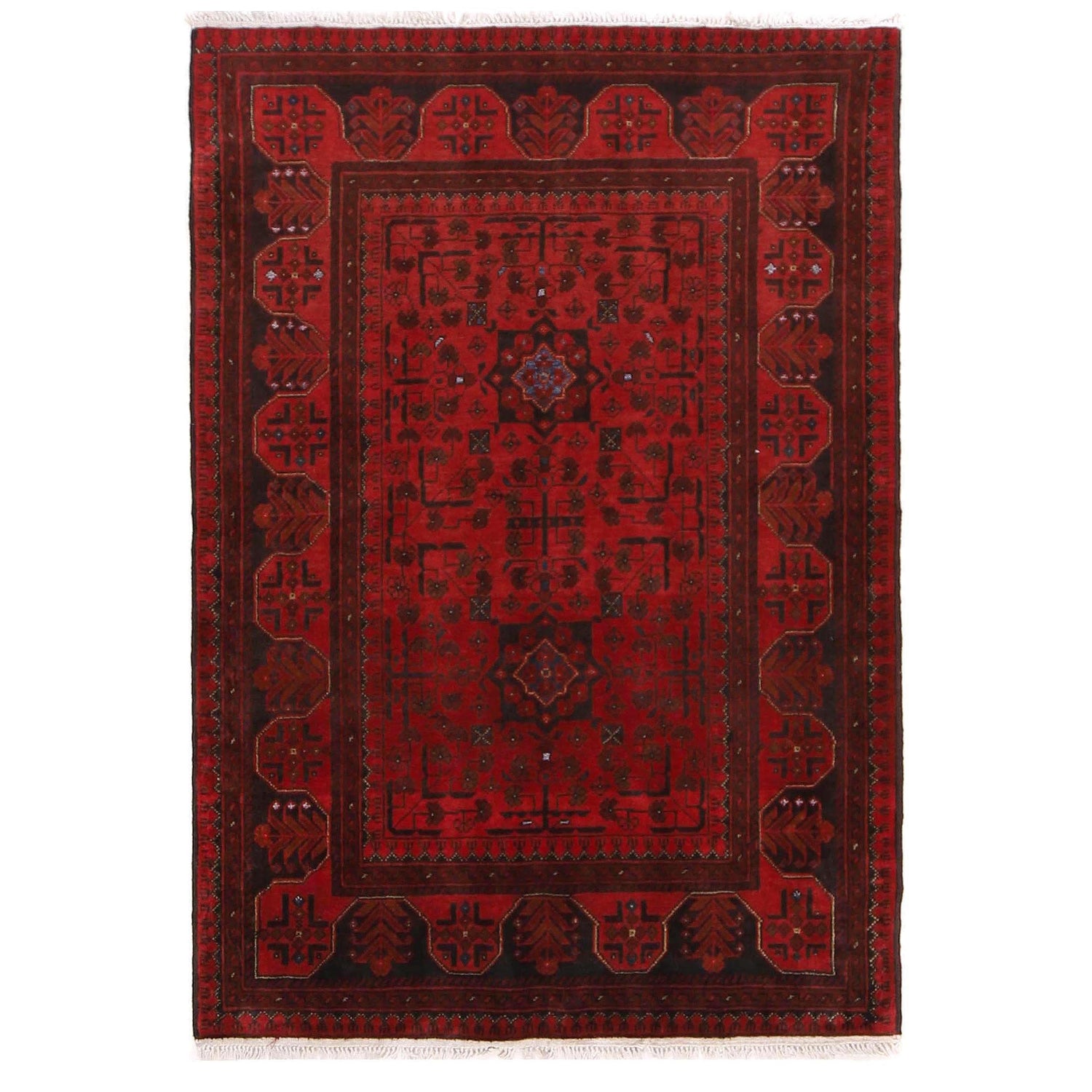 Khal Mohammadi Rug Handmade Red 3x5 ft