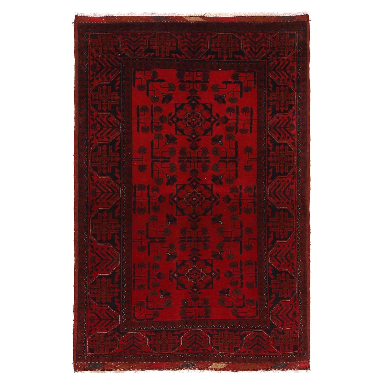 Khal Mohammadi Rug Handmade Red 3x5 ft