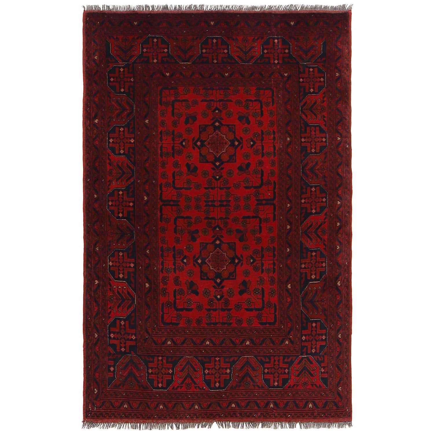 Khal Mohammadi Rug Handmade Red 3x5 ft