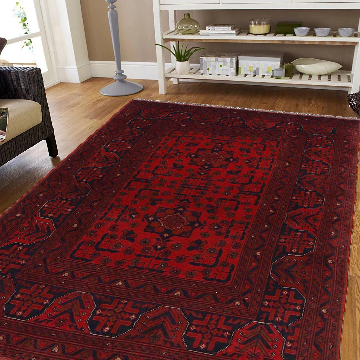 Khal Mohammadi Rug Handmade Red 3x5 ft