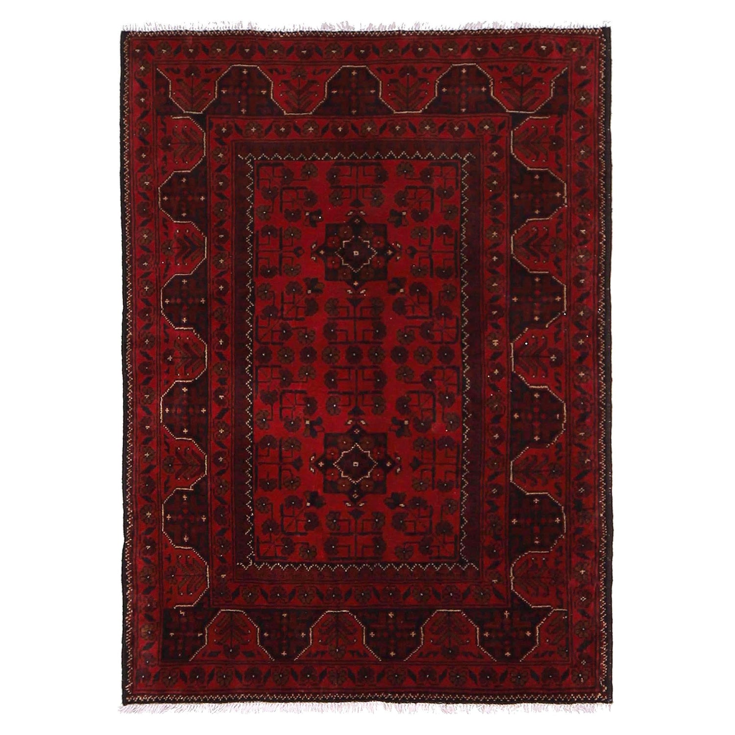 Khal Mohammadi Rug Handmade Red 3x5 ft