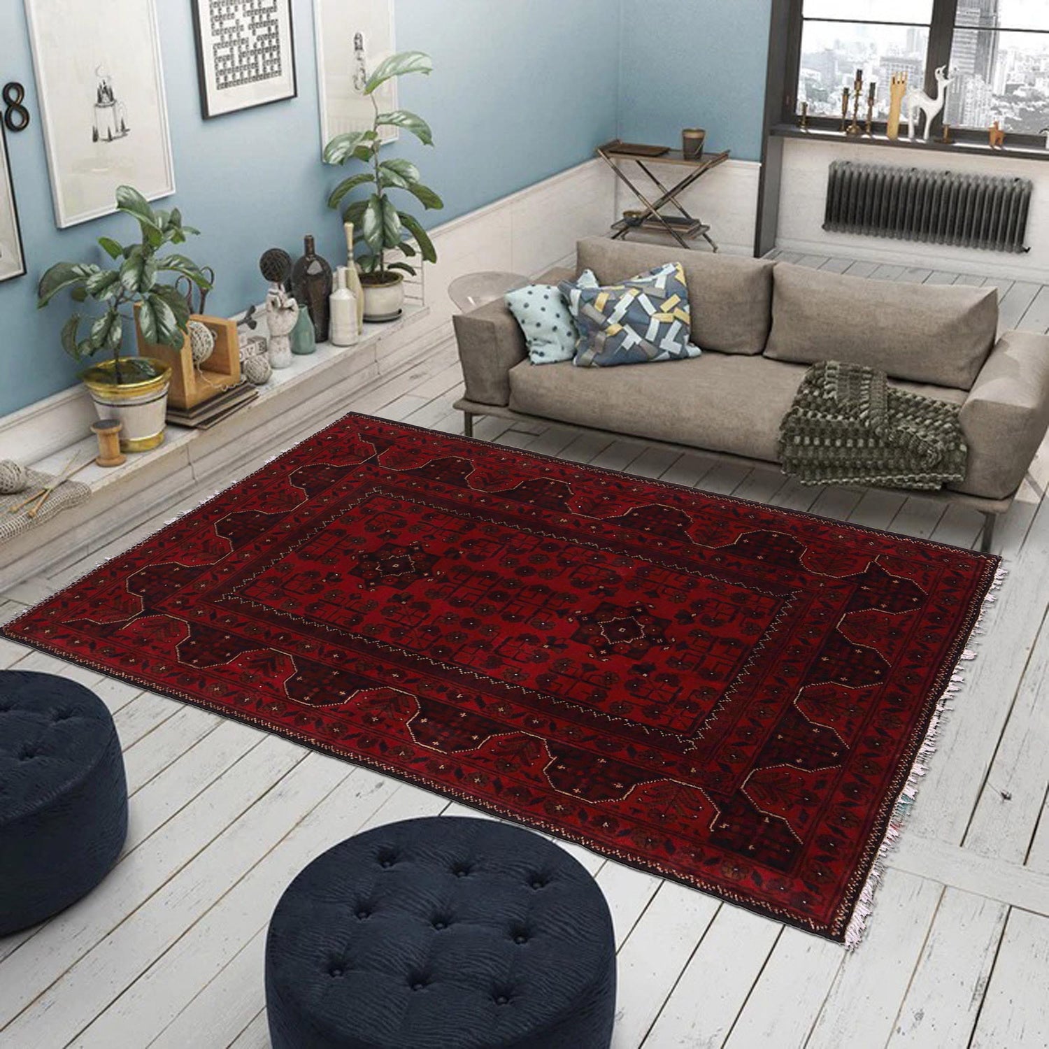 Khal Mohammadi Rug Handmade Red 3x5 ft