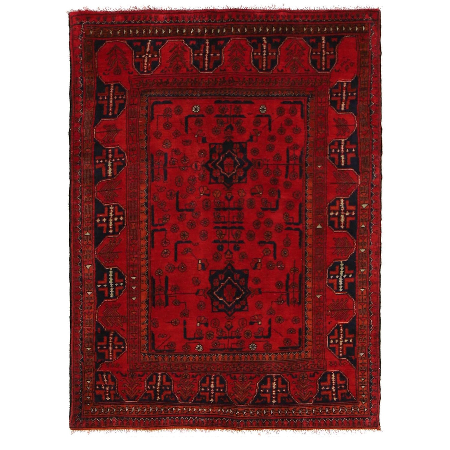 Khal Mohammadi Rug Handmade Red 3x5 ft