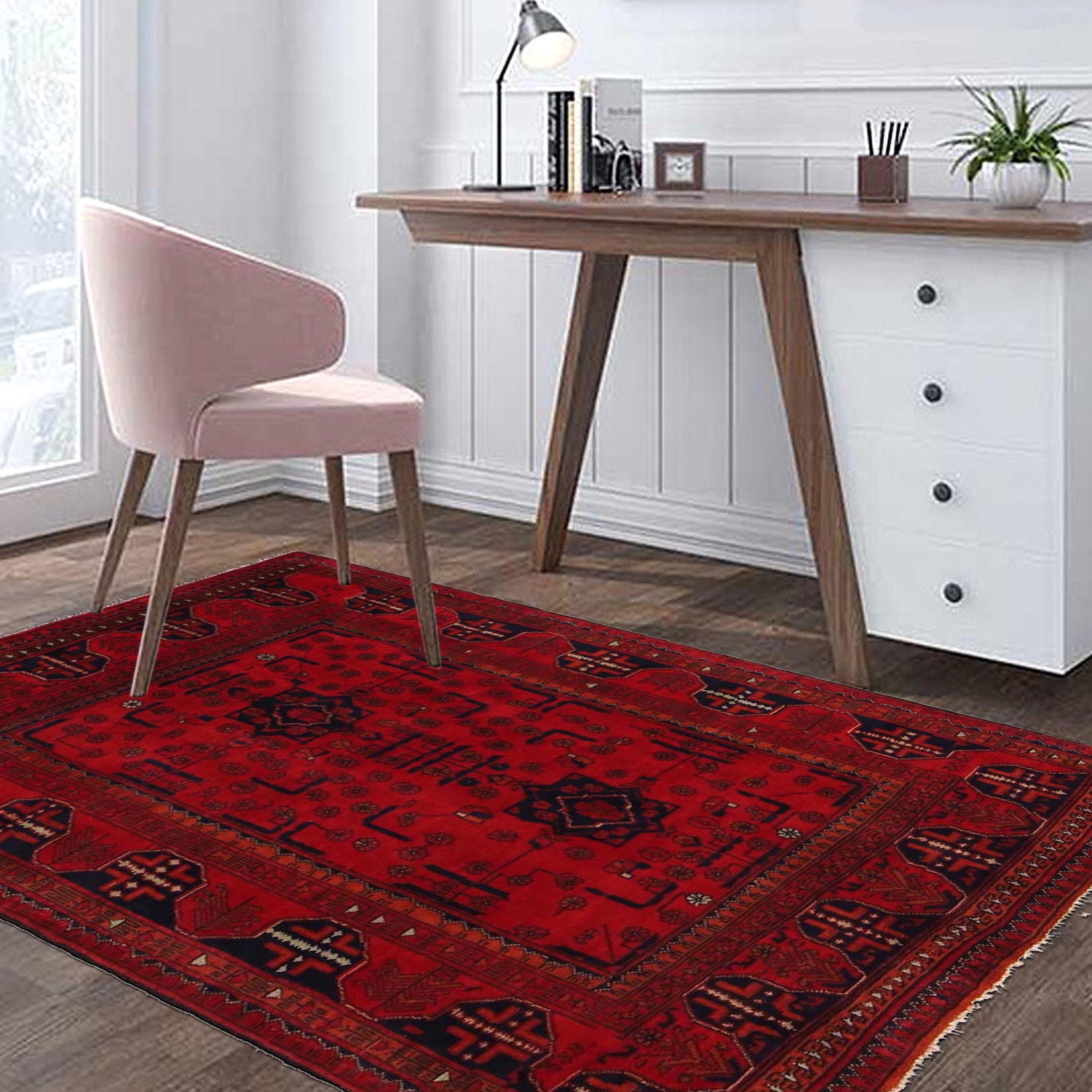 Khal Mohammadi Rug Handmade Red 3x5 ft