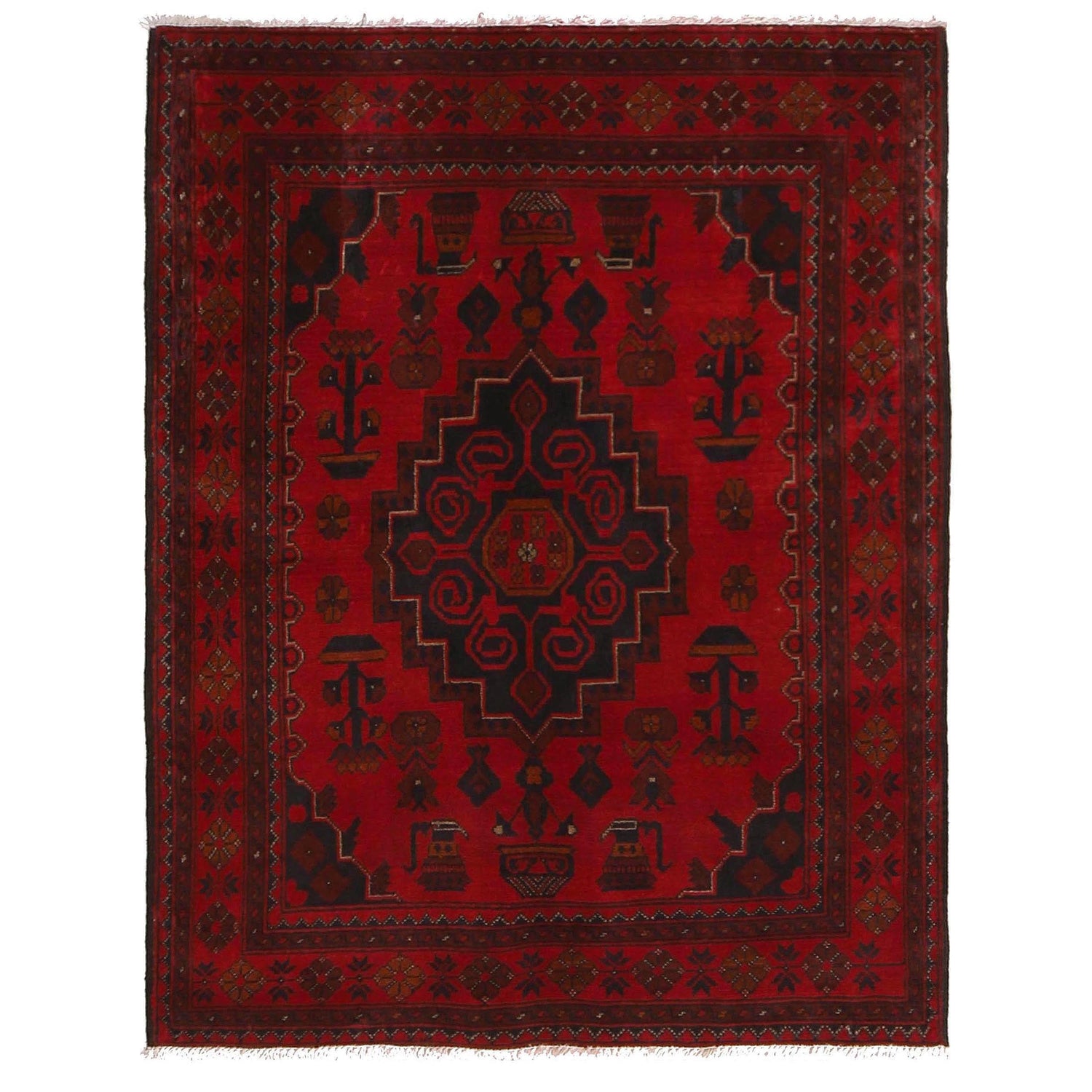 Khal Mohammadi Rug Handmade Red 3x5 ft