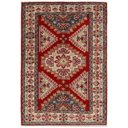 Kazak Rug Handmade Red Medallion 3x5 ft
