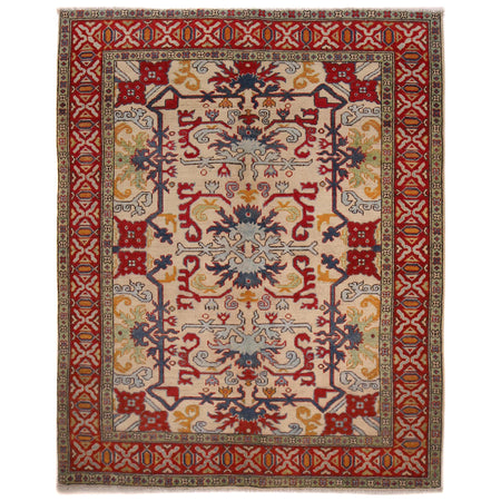Mamluk Area Rug Handmade Beige Medallion 4x7 ft
