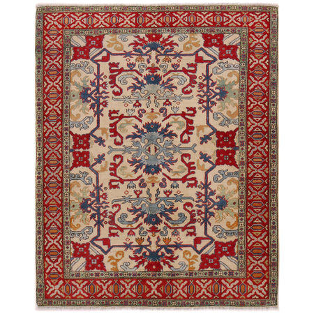 Mamluk Area Rug Handmade Beige Medallion 4x7 ft