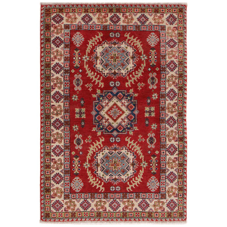Kazak Rug Handmade Red Medallion 3x5 ft