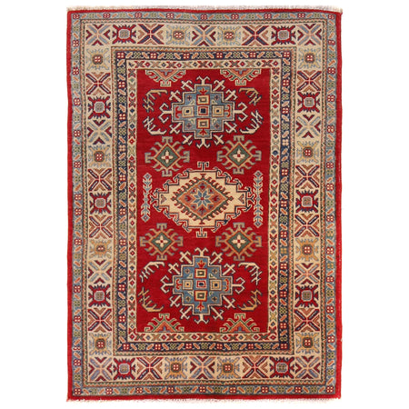 Kazak Rug Handmade Red Medallion 3x5 ft