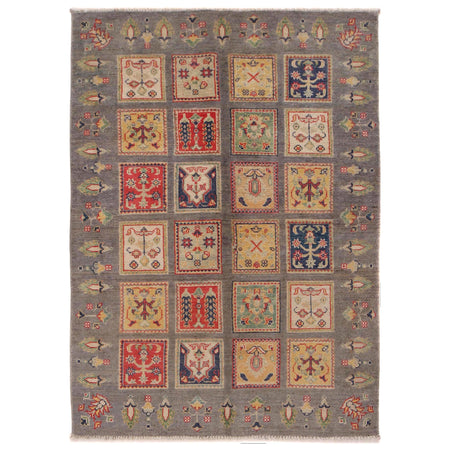 Bakhtiar Area Rug Handmade Gray Floral 4x6 ft
