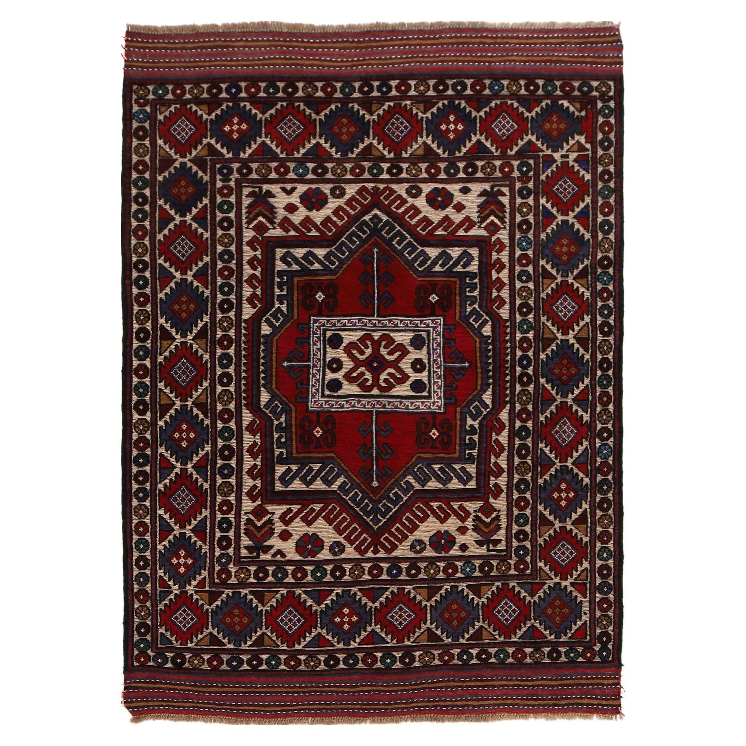 Barjasta Area Rug Handmade Multi Floral 4x6 ft