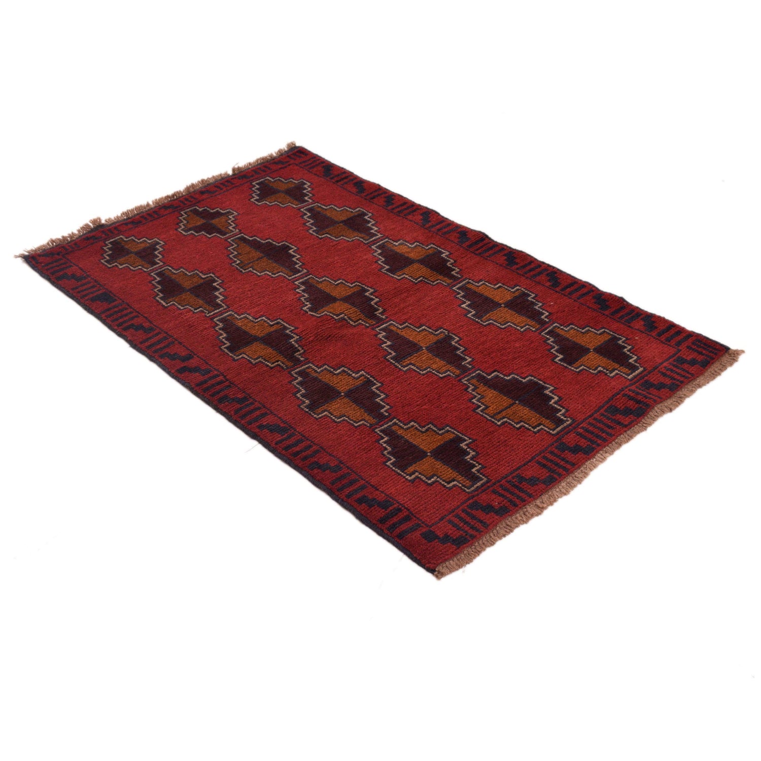 Baluchi Rug Handmade Red Geometric 2x4 ft