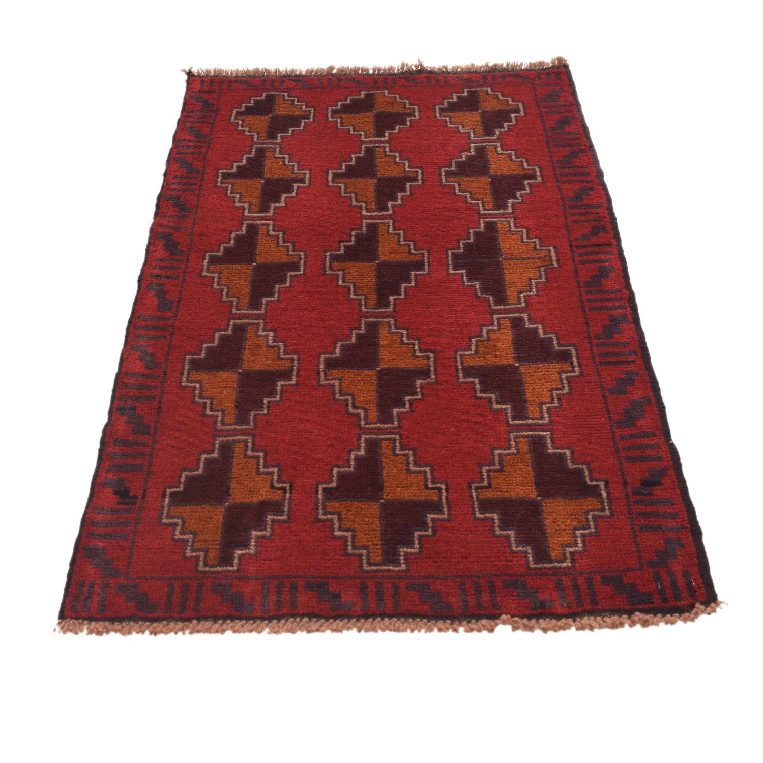 Baluchi Rug Handmade Red Geometric 3x5 ft