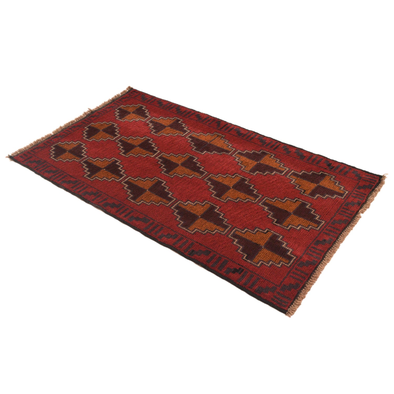 Baluchi Rug Handmade Red Geometric 3x5 ft